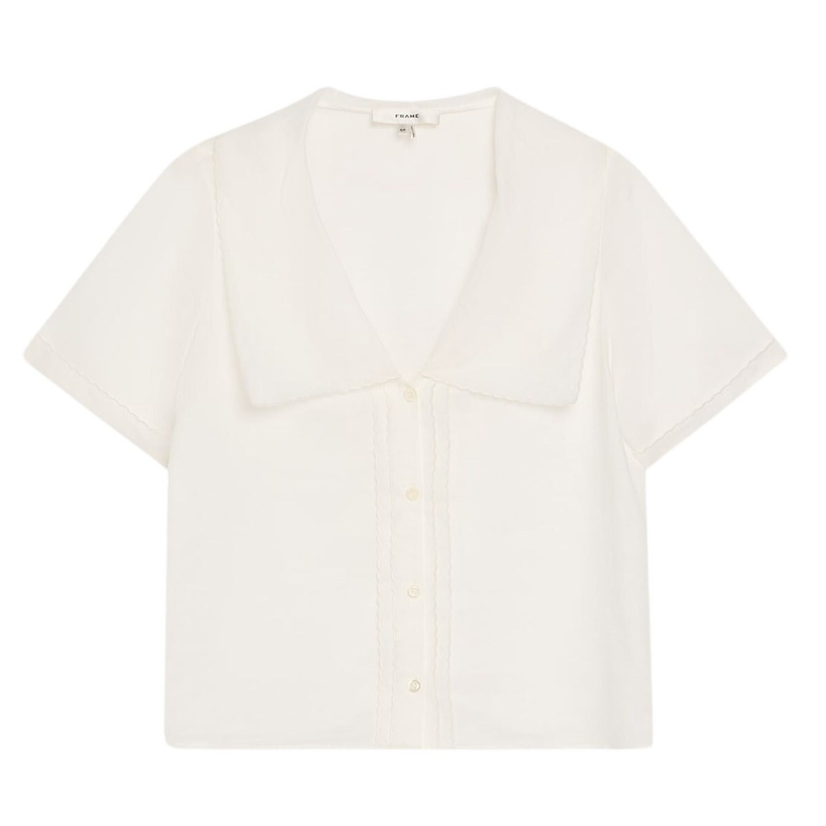 Neiman Marcus Lightweight White Scallop Sailor Blouse Size Xs Nwt